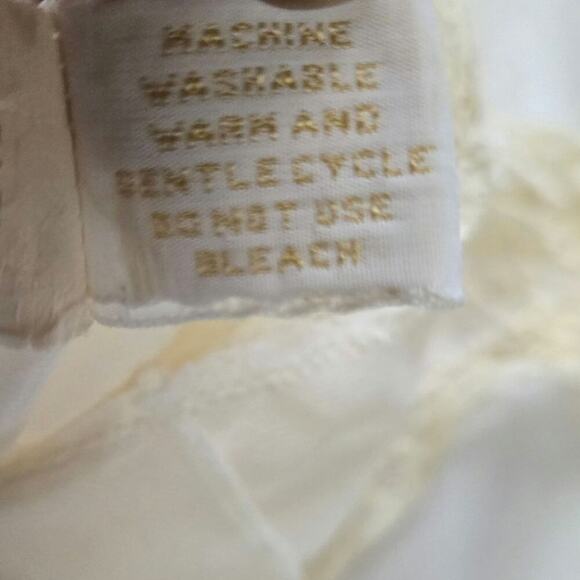 VTG Miss Elaine Ivory Lace Trim Sheer Maxi Dress M Coquette Bridal Romantic USA - Picture 7 of 10